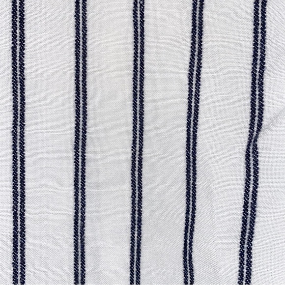 J JILL ☆ Linen / Rayon Wide Leg Pants ☆ White w/ Navy Blue Stripe ☆ Size 10 - Picture 6 of 7